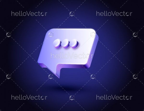 3D neon color effect chat icon illustration
