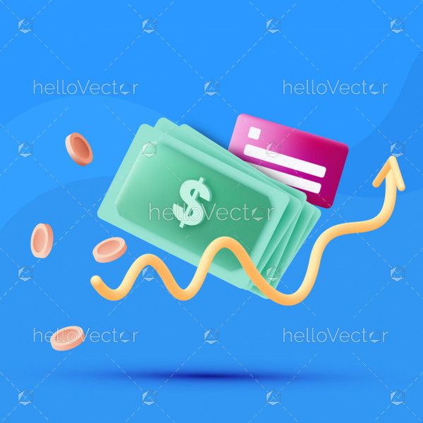 Money Growth Concept 3D Illustration