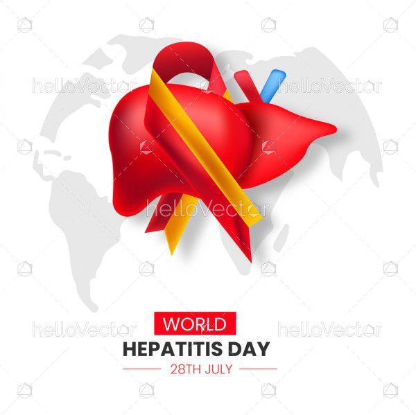 World hepatitis day illustration with ribbon