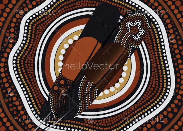 Aboriginal dot artwork with feather