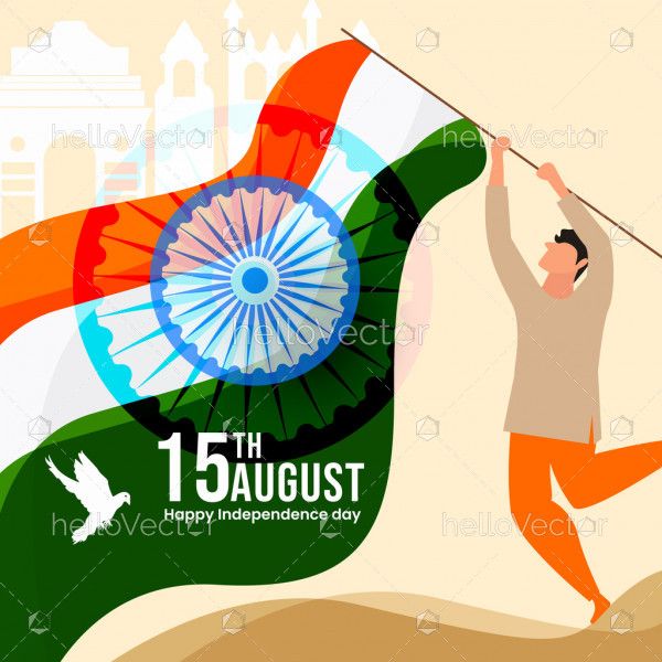 15th August, India Happy Independence Day Illustration