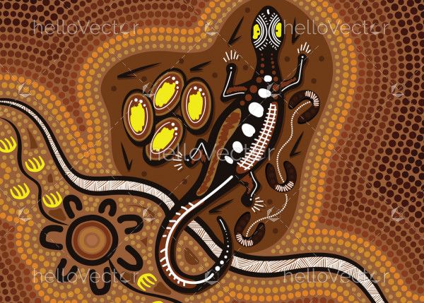 Aboriginal dot lizard artwork