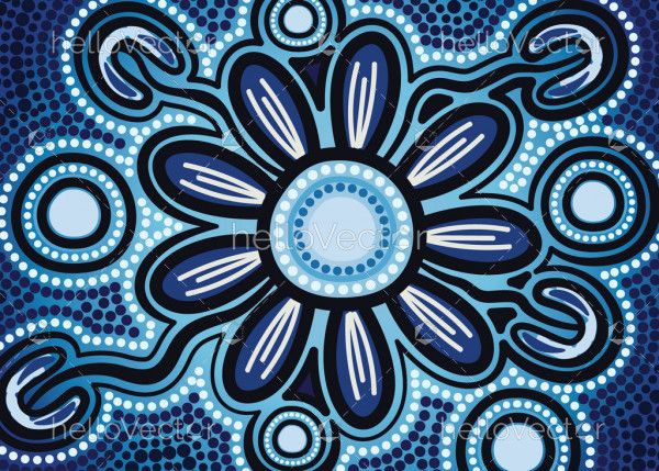 Blue aboriginal style of art - Illustration