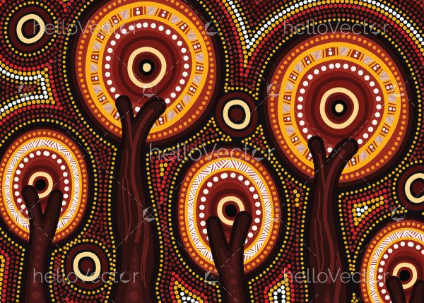 Aboriginal artwork with tree