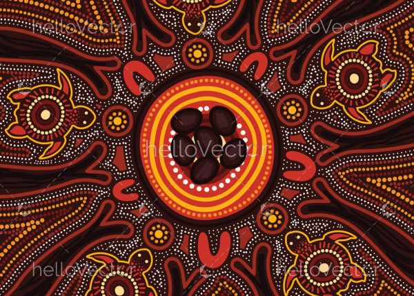 Aboriginal dot turtle art background