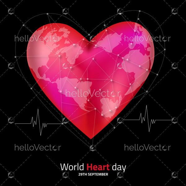 World Heart Day Illustration With 3D Heart