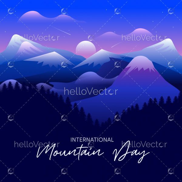 Blue mountain illustration, International Mountain Day