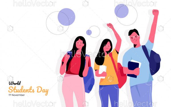 Student group cartoon, World students day concept