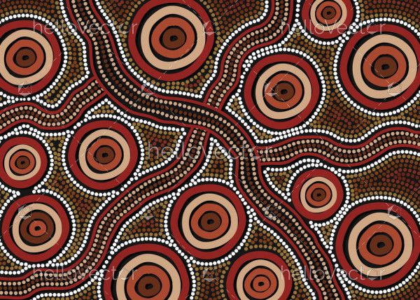 Aboriginal dot circle pattern background