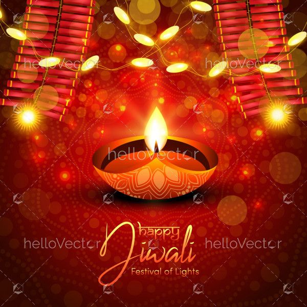 Bright and shiny Happy Diwali Festival background. Indian festival of lights Illustration