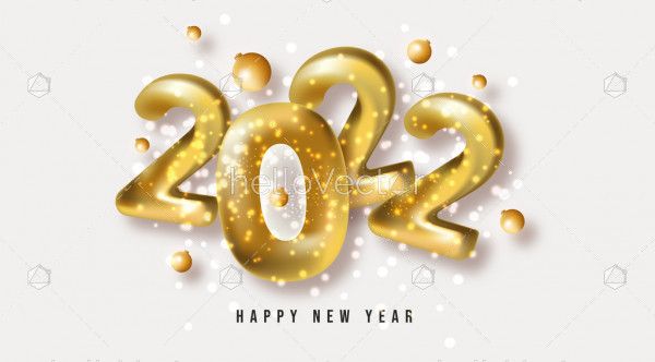 2022 Golden Metal Number, Happy New Year Background