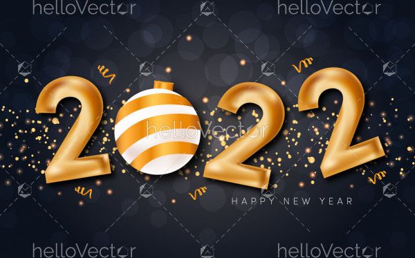 Golden Realistic 2022 Happy New Year Background