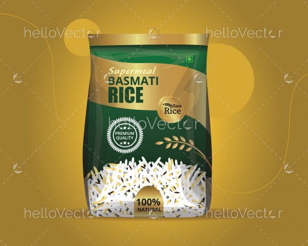 Premium Rice Packaging Template - Vector Illustration