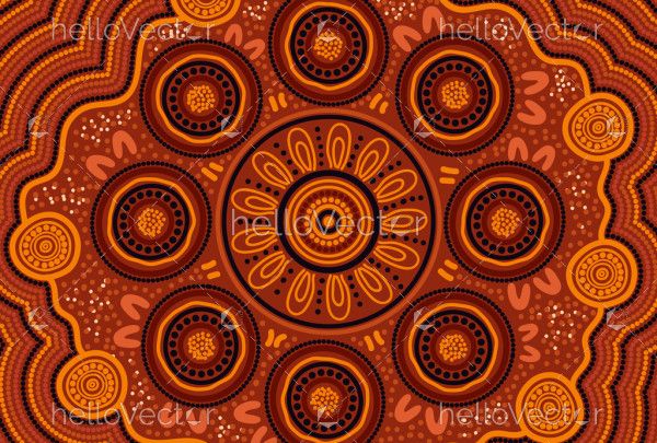 Brown Aboriginal Circle Design Artwork