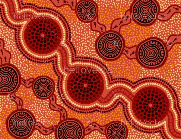 Aboriginal dot painting connection concept