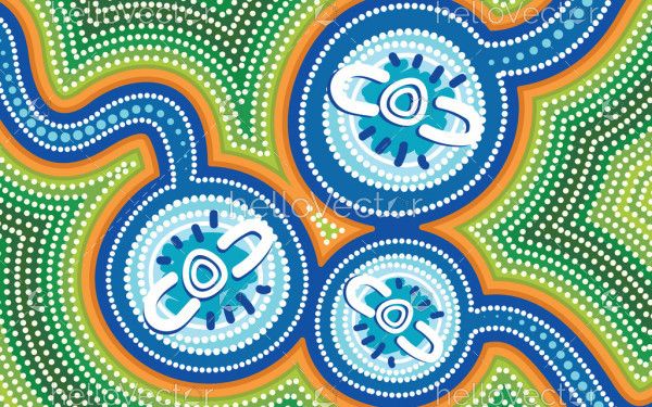 River connection, aboriginal dot art painting
