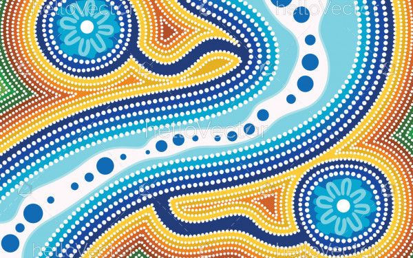 Aboriginal art vector river background