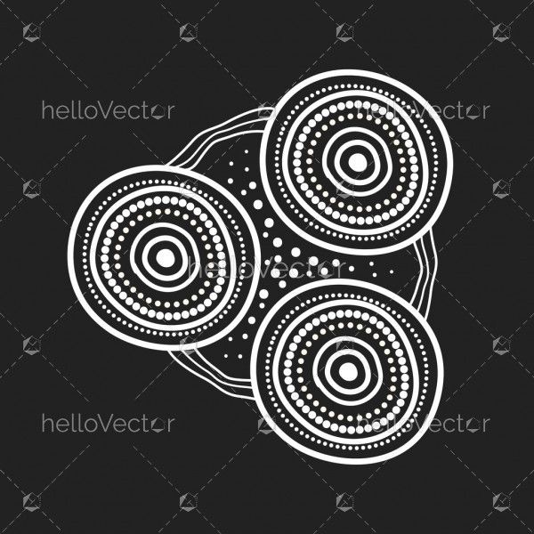 Aboriginal black and white connection dot art - Illustration