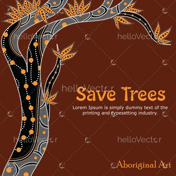 Aboriginal Tree Illustration, Vector painting, Save tree concept