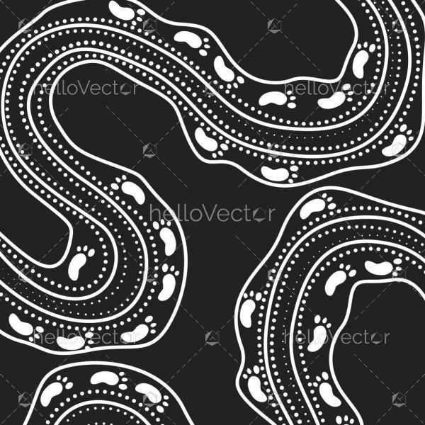 Aboriginal black and white footprint art - Illustration