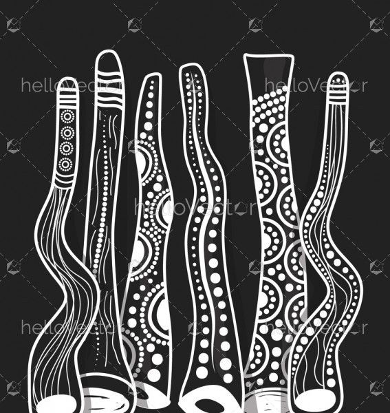 Aboriginal Didgeridoo Art Background Black And White