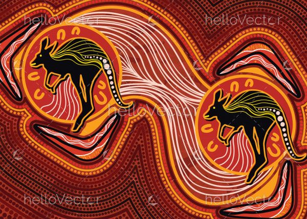 Aboriginal artwork with kangaroos