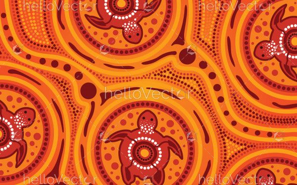 Turtle aboriginal dot art vector background