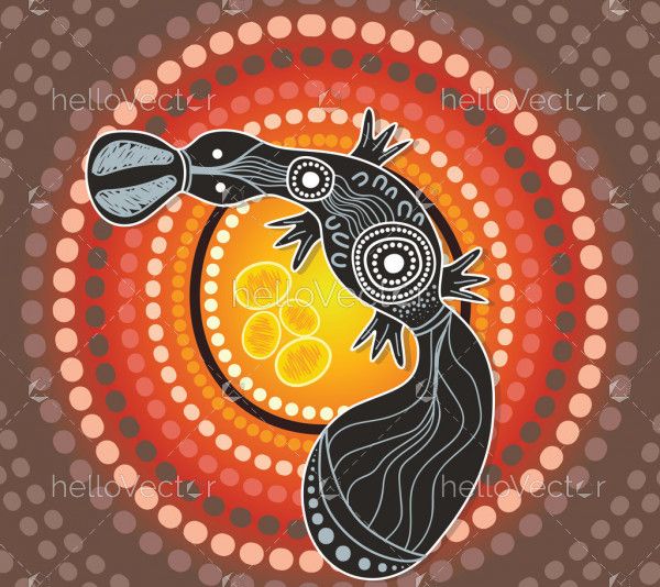 Aboriginal Dot Artwork With Platypus