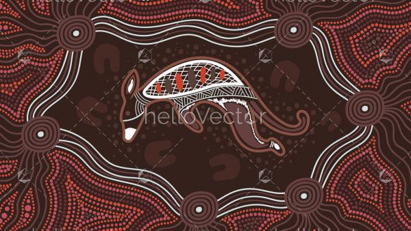 Brown Aboriginal Dot Kangaroo Artwork