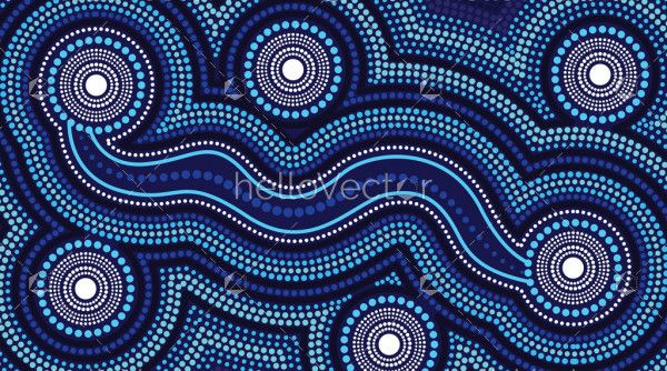 Dot art aboriginal blue background