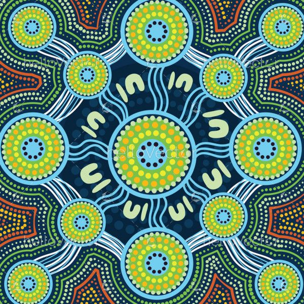 Green aboriginal connection artwork - Vector