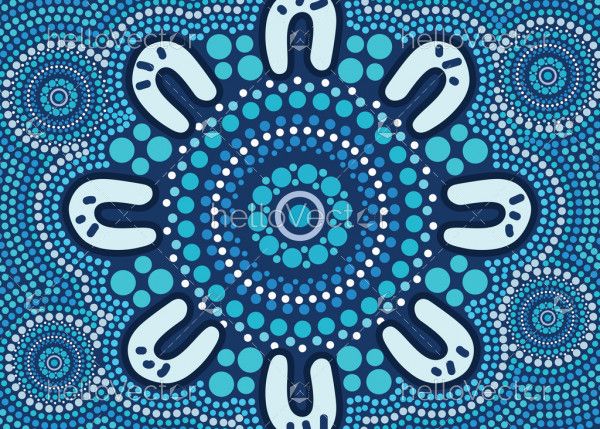 Aboriginal dot blue vector artwork
