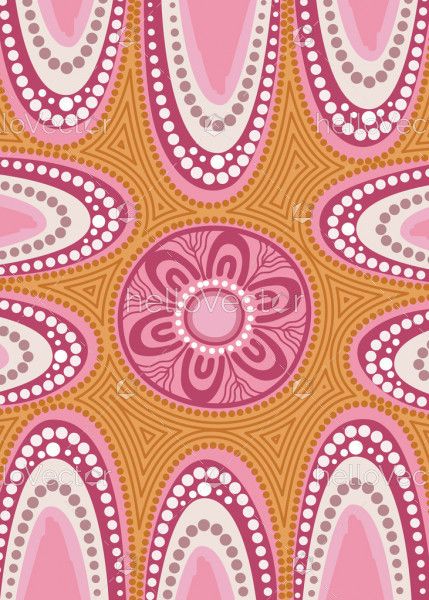 Pink And Yellow Aboriginal Artwork - Vector