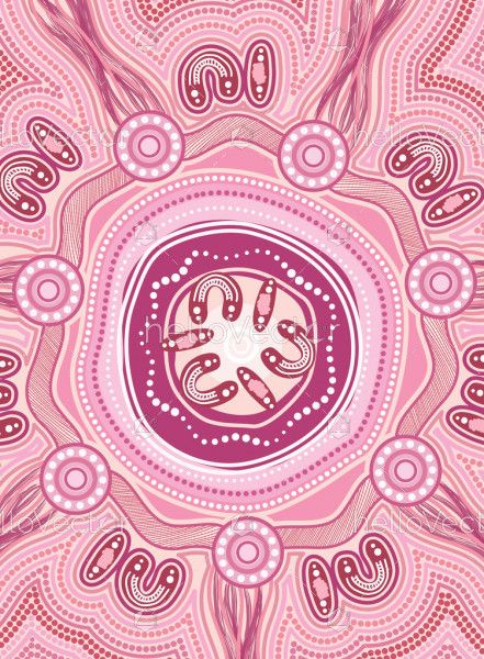 Pink Aboriginal Dot Painting - Vector