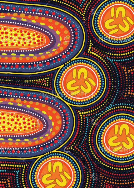 Aboriginal dot bright colorful vector background