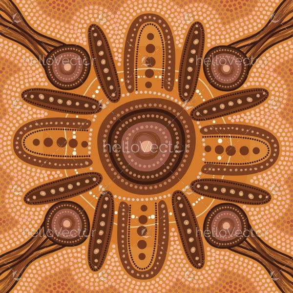 Indigenous Australian Dot Art Background