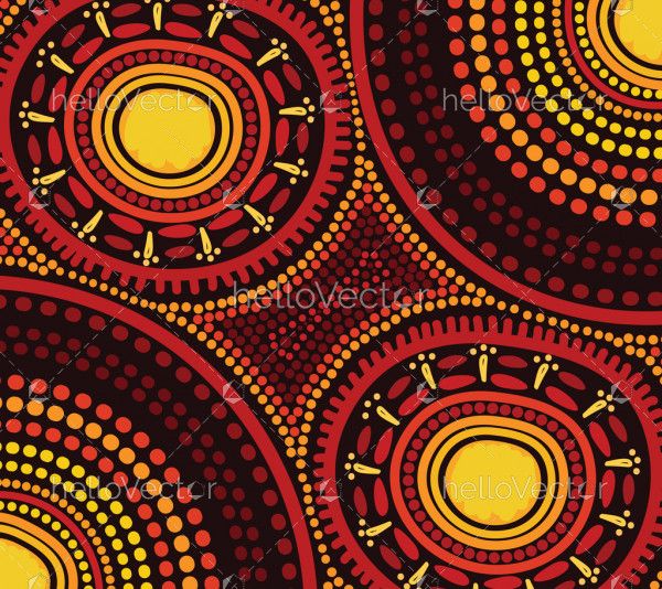 Aboriginal dot art red and yellow circle background
