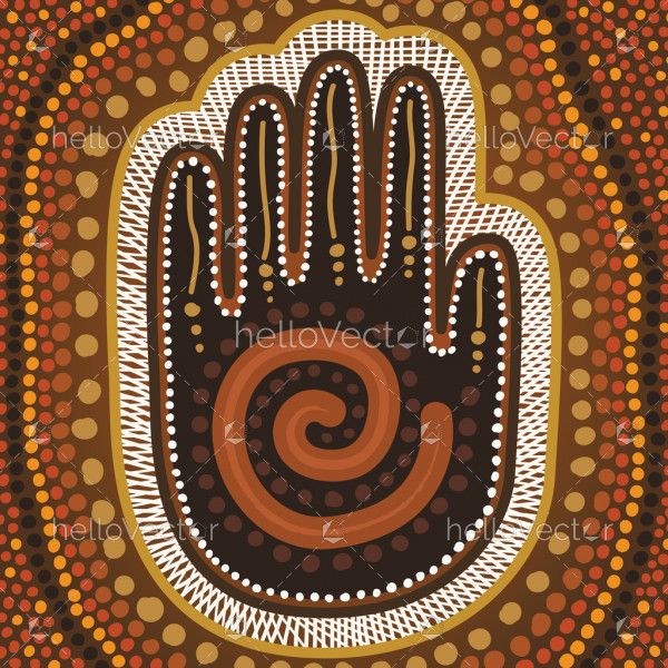 Healing hand aboriginal dot artwork - Vector