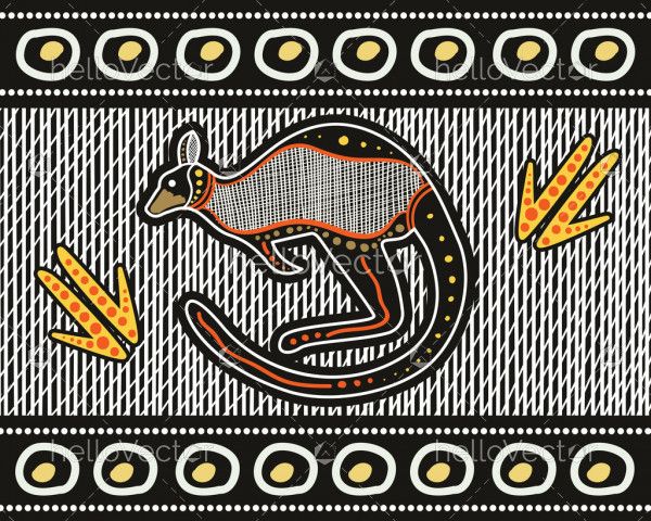 kangaroo painting in aboriginal style - Vector art