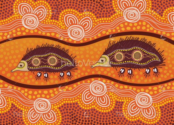 Echidna Aboriginal Painting - Vector