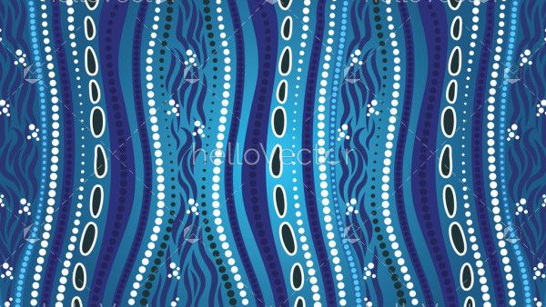 Aboriginal dot art blue seamless pattern design