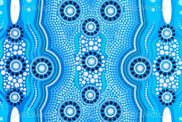Aboriginal dot design blue vector painting