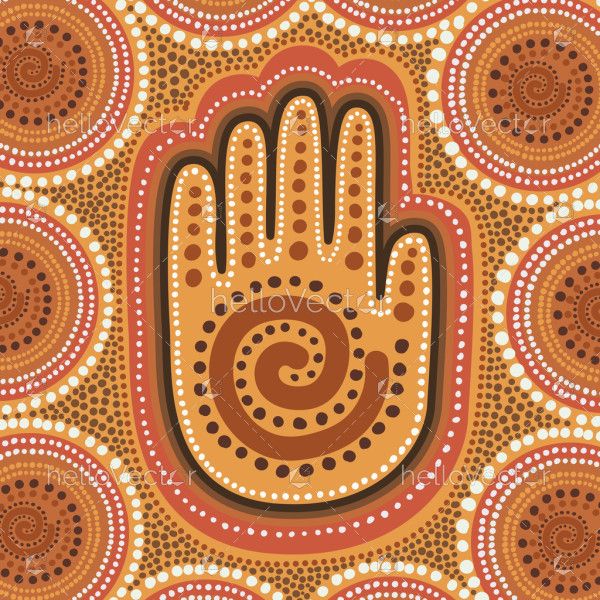 Healing hand aboriginal dot vector painting