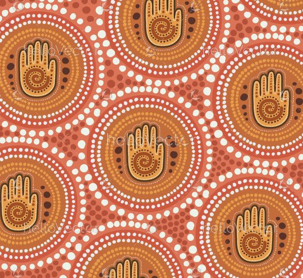 Healing hand aboriginal dot pattern artwork
