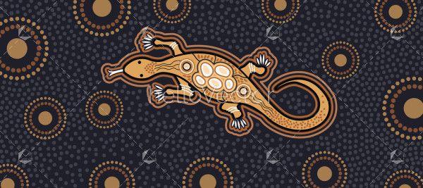 Aboriginal dot lizard art illustration