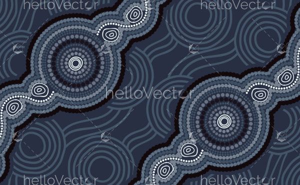 Aboriginal design vector blue background