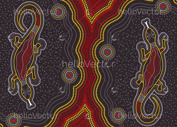 Aboriginal lizard painting illustration