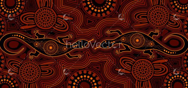 Goanna aboriginal art illustration