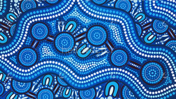 Dot design aboriginal blue artwork