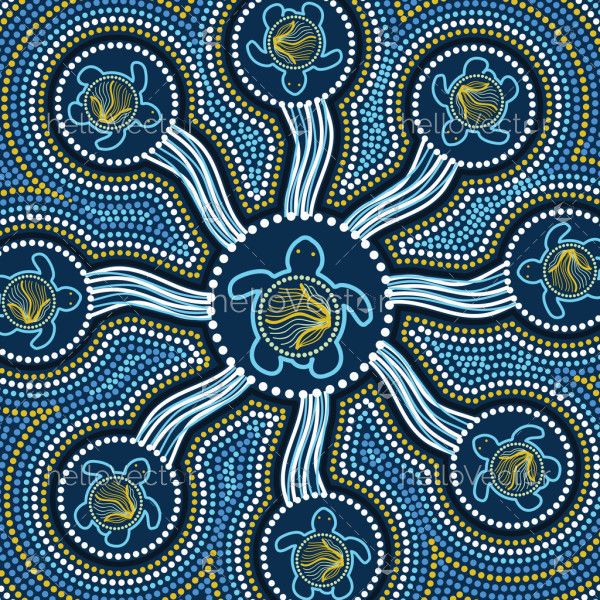 Aboriginal Australian Dot Turtle Painting - Vector